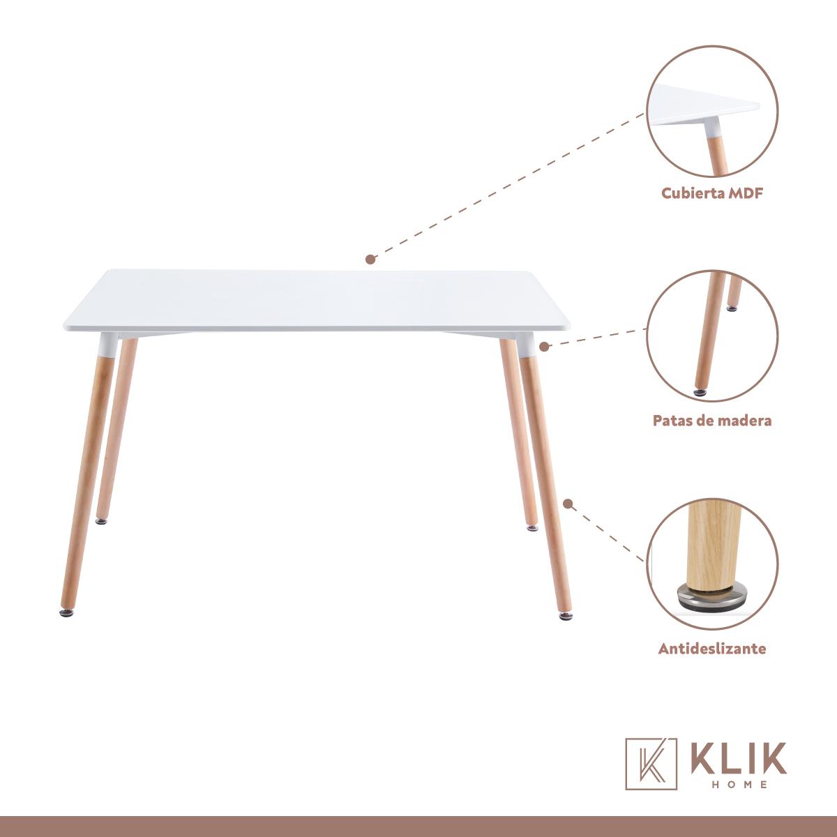 COMEDOR RECTANGULAR DE 120X80 BLANCA + 6 BUTACA CHANDIGARH M - 4