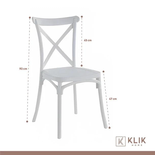COMEDOR RECTANGULAR BLANCO 120X80CM + 6 SILLA CROSSBACK DANUBIO BLANCA - 5