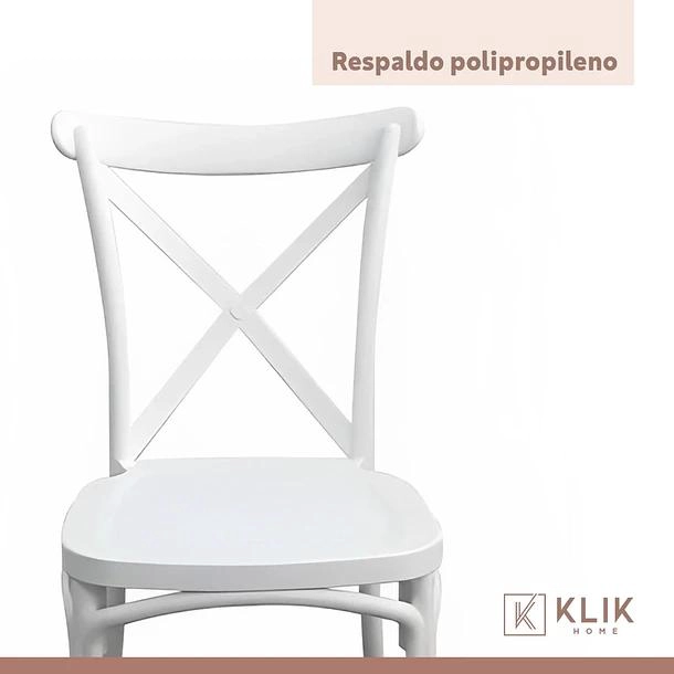 COMEDOR RECTANGULAR BLANCO 120X80CM + 6 SILLA CROSSBACK DANUBIO BLANCA - 7