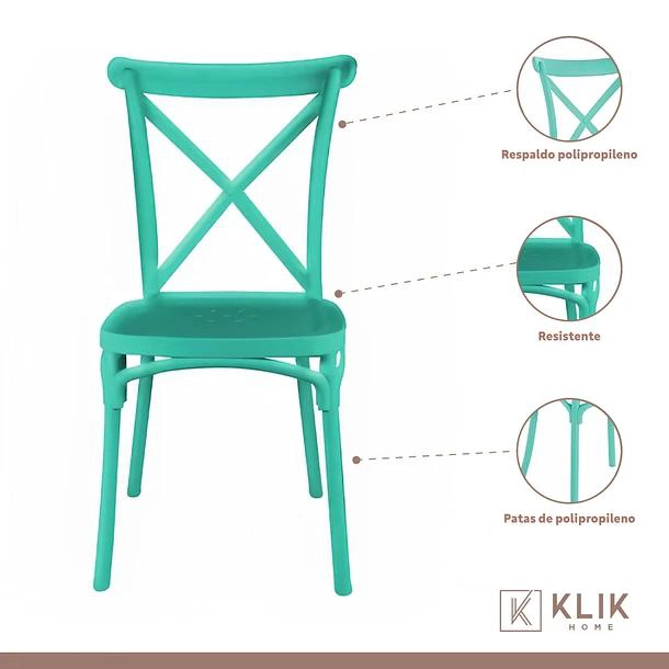 COMEDOR RECTANGULAR EN COLOR BLANCO 120X80CMS + 6 SILLA CROSSBACK DAN - 3