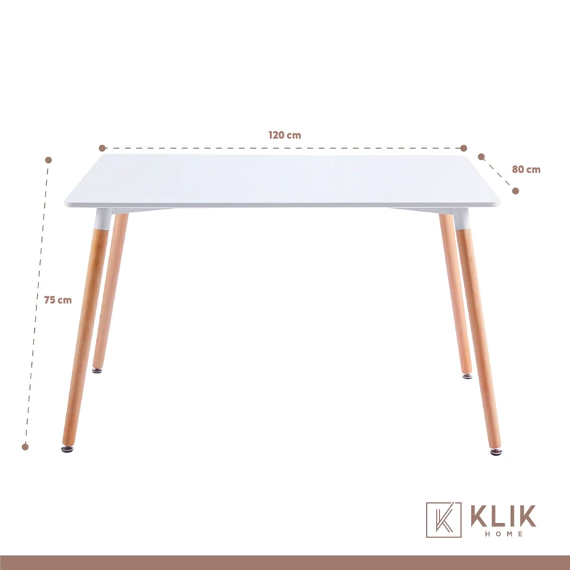 COMEDOR RECTANGULAR EN COLOR BLANCO 120X80CMS + 6 SILLA CROSSBACK DAN - 6