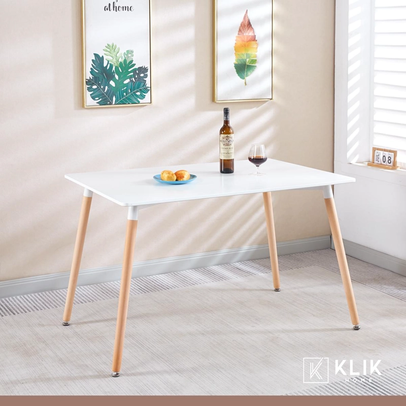 COMEDOR RECTANGULAR EN COLOR BLANCO 120X80CMS + 6 SILLA CROSSBACK DAN - 8