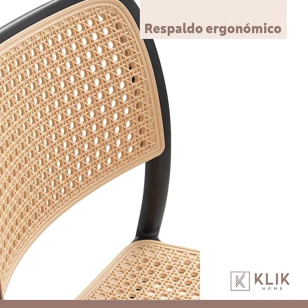 COMEDOR MESA 120X80 RECTANGULAR NEGRA + 6 SILLAS DE COMEDOR ENREJADA - 7