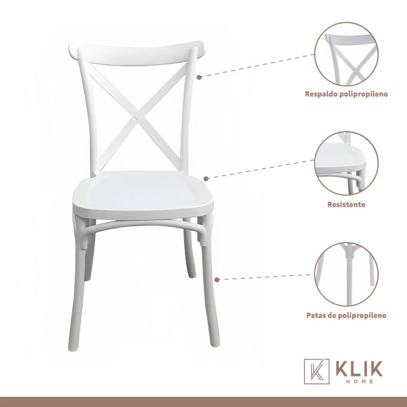 COMEDOR EAMES 80CM REDONDA EN COLOR BLANCO + 4 SILLAS CROSSBACK DANUB - 3