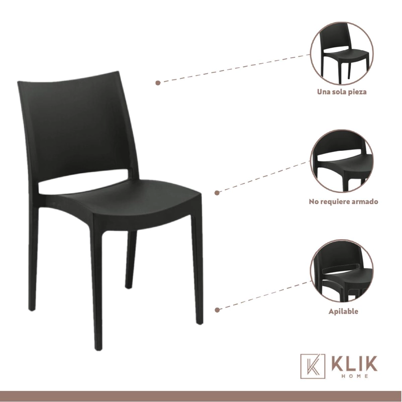 COMEDOR EAMES 100CM REDONDA EN COLOR NEGRO + 4 SILLAS TIPO RESTAURANT - 3