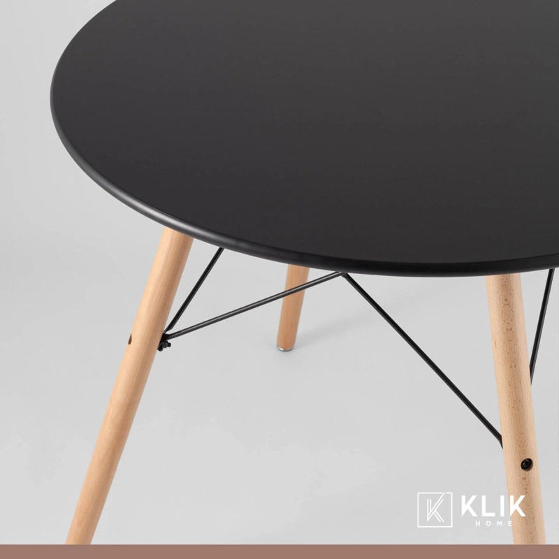 COMEDOR EAMES 100CM REDONDA EN COLOR NEGRO + 4 SILLAS TIPO RESTAURANT - 8