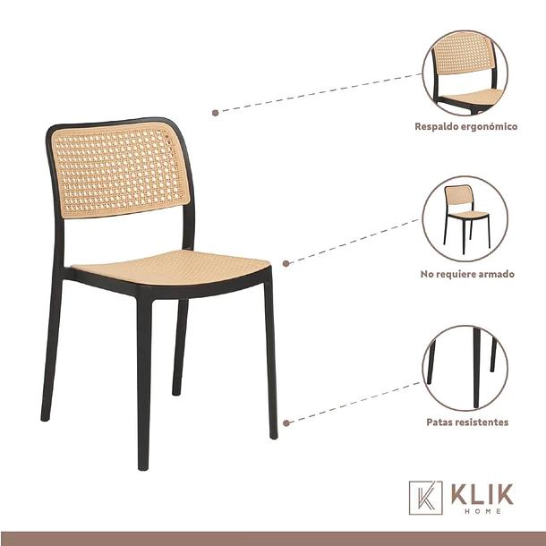 COMEDOR MESA TULIP NEGRA + 4 SILLAS COMEDOR ENREJADA NEGRA - 4