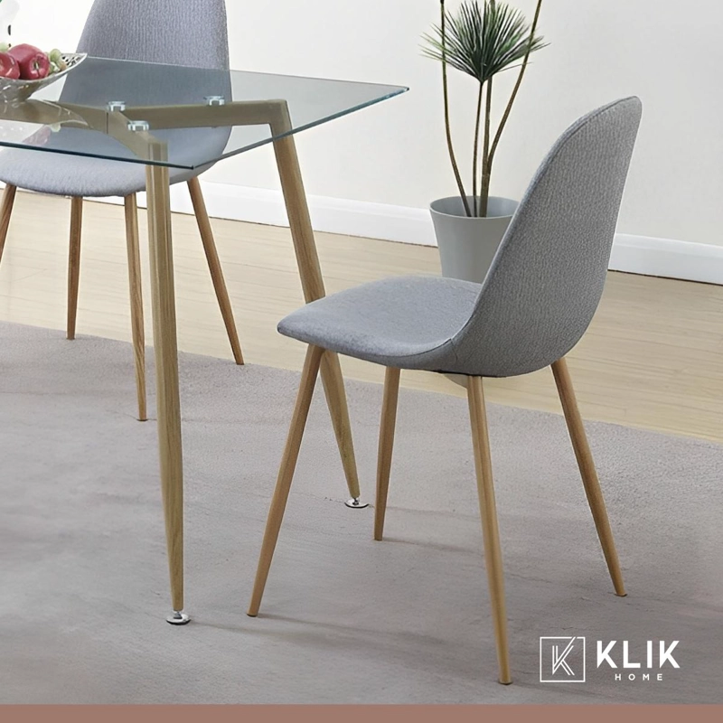 COMEDOR REDONDO VIDRIO CROSS 120CM + 5 SILLAS VELVET GRIS - 2