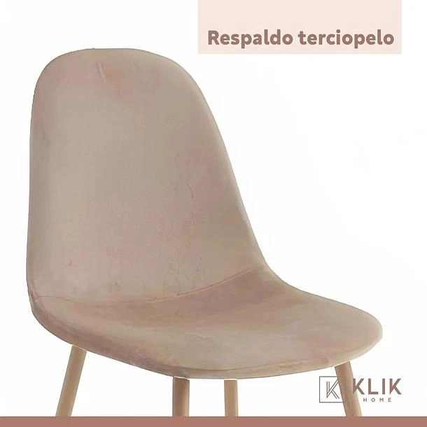 COMEDOR REDONDO DE VIDRIO CROSS 120CM + 5 SILLA SPOON VELVET - BEIGE - 7