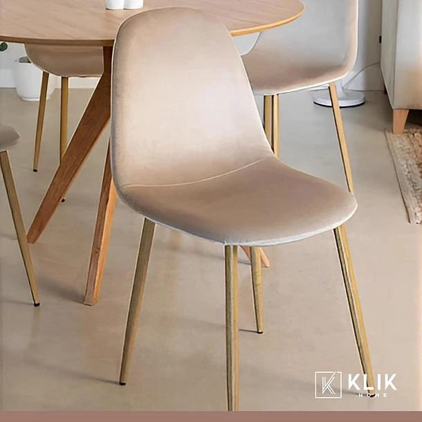 COMEDOR REDONDO DE VIDRIO CROSS 120CM + 5 SILLA SPOON VELVET - BEIGE - 8