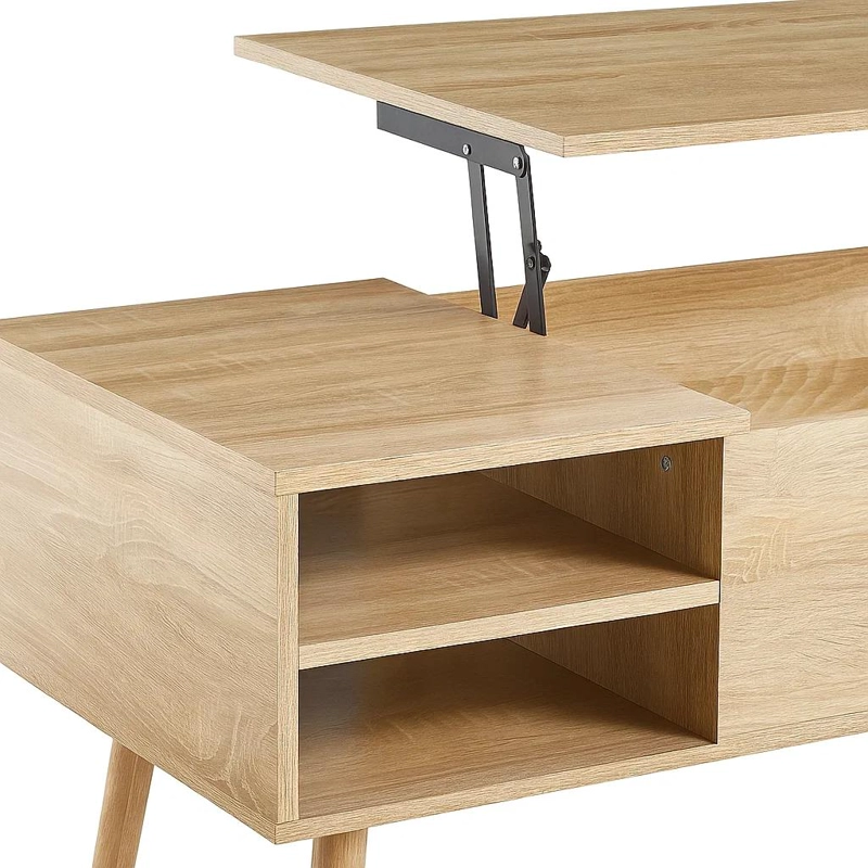 MESA CENTRO KLIK MUEBLES CROSS ELEVABLE CON BANDEJA Y ALMACENAMIENTO MADERA - 6