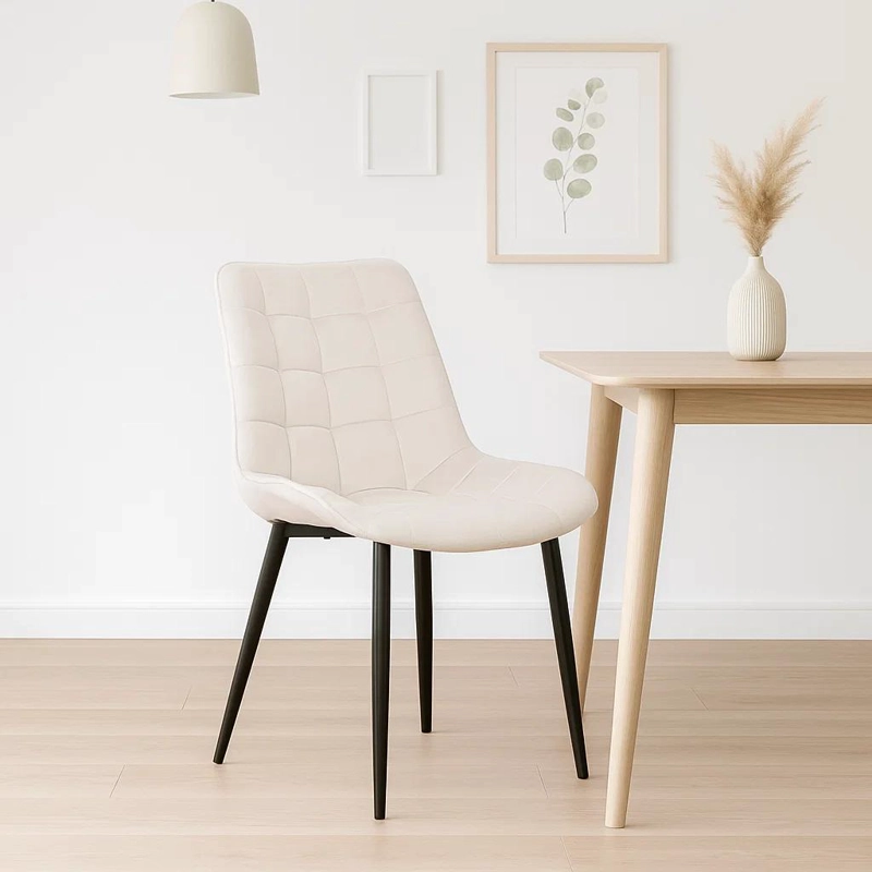 SILLA COMEDOR KLIK MUEBLES MACRON TERCIOPELO BEIGE ACOLCHADA - 2