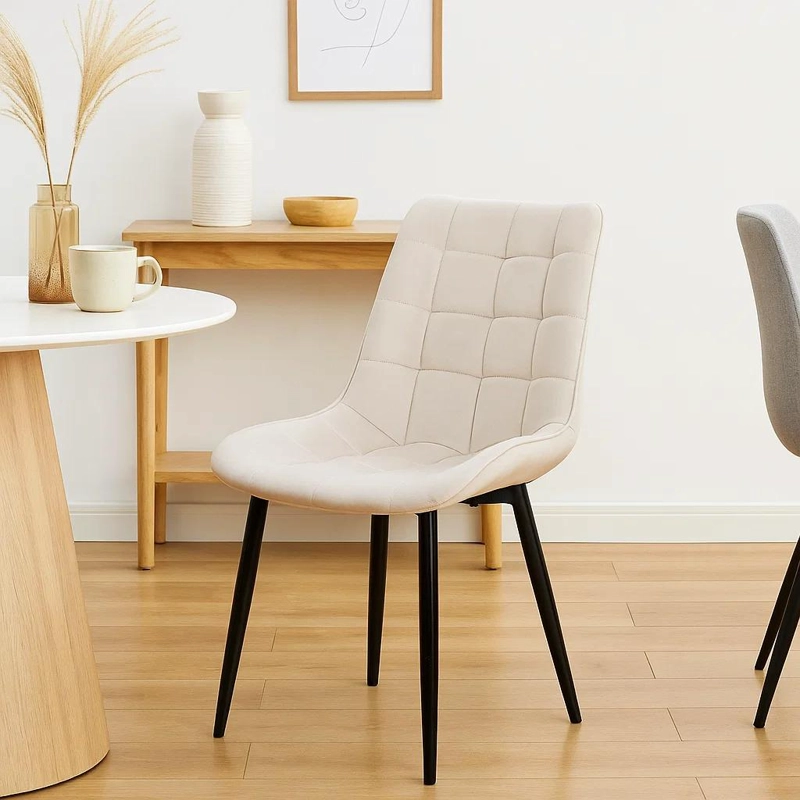 SILLA COMEDOR KLIK MUEBLES MACRON TERCIOPELO BEIGE ACOLCHADA - 3