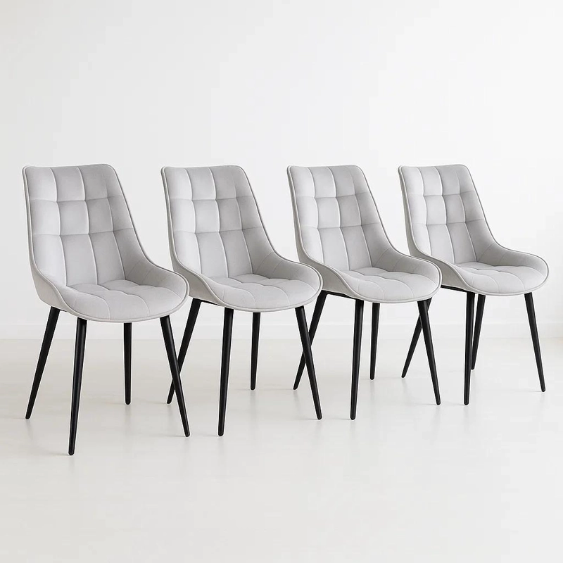 PACK KLIK MUEBLES MACRON TERCIOPELO GRIS 4 SILLAS COMEDOR ACOLCHADA - 1
