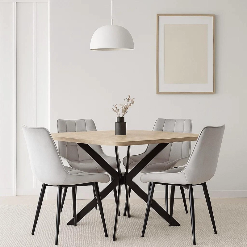 PACK KLIK MUEBLES MACRON TERCIOPELO GRIS 4 SILLAS COMEDOR ACOLCHADA - 2