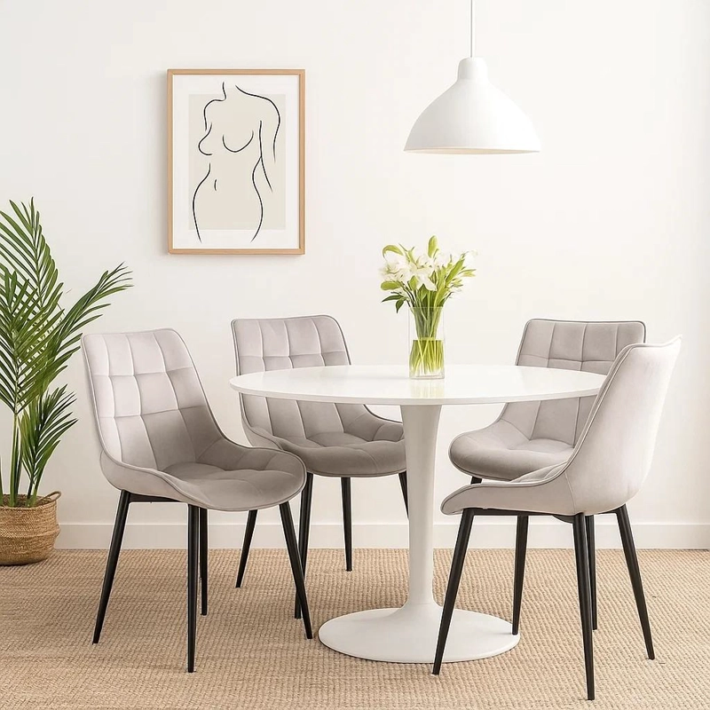 PACK KLIK MUEBLES MACRON TERCIOPELO GRIS 4 SILLAS COMEDOR ACOLCHADA - 3