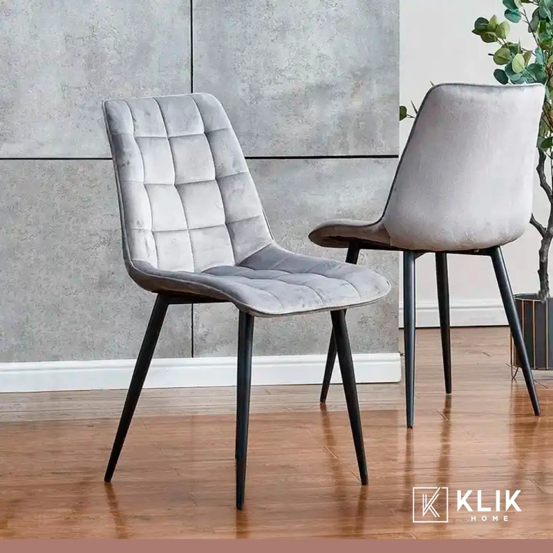 PACK KLIK MUEBLES MACRON TERCIOPELO GRIS 4 SILLAS COMEDOR ACOLCHADA - 8
