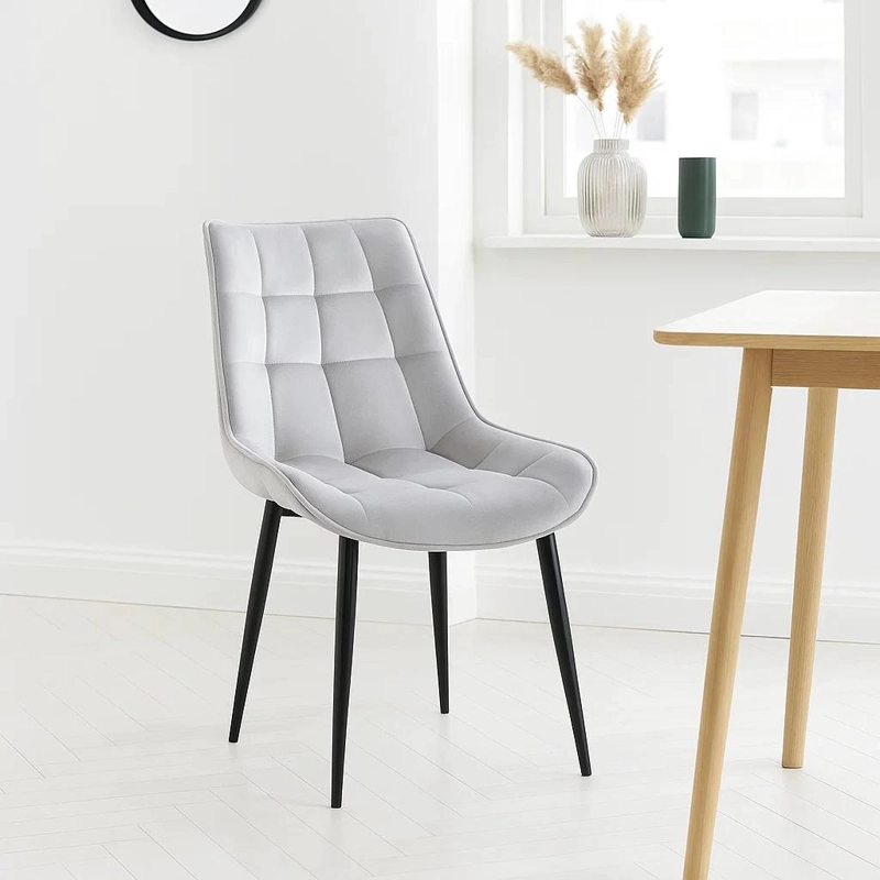 SILLA COMEDOR KLIK MUEBLES MACRON TERCIOPELO GRIS ACOLCHADA - 4