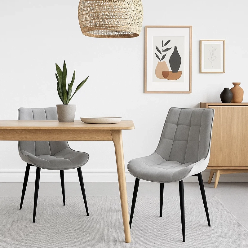 SILLA COMEDOR KLIK MUEBLES MACRON TERCIOPELO GRIS ACOLCHADA - 5
