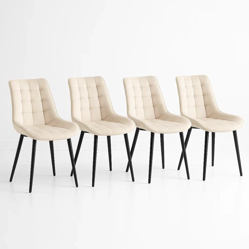 PACK KLIK MUEBLES MACRON TERCIOPELO BEIGE 4 SILLAS COMEDOR ACOLCHADA BE - 1