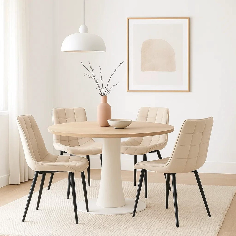 PACK KLIK MUEBLES MACRON TERCIOPELO BEIGE 4 SILLAS COMEDOR ACOLCHADA BE - 2