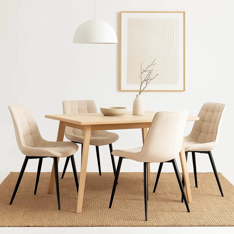 PACK KLIK MUEBLES MACRON TERCIOPELO BEIGE 4 SILLAS COMEDOR ACOLCHADA BE - 3