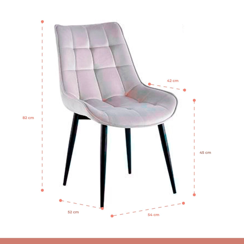 COMEDOR MESA EAMES 80CM REDONDA VIDRIO + 4 SILLA MACRON TERCIOPELO - GRIS - 5