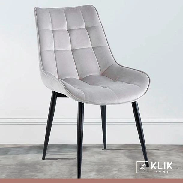 COMEDOR MESA EAMES 80CM REDONDA VIDRIO + 4 SILLA MACRON TERCIOPELO - GRIS - 8