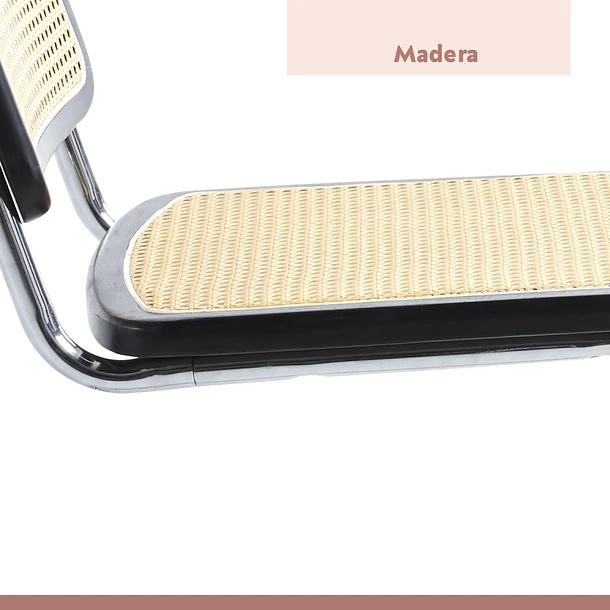 COMEDOR MESA EAMES 80CM REDONDA VIDRIO + 4 SILLAS BREUER MADERA - NEGRA - 7
