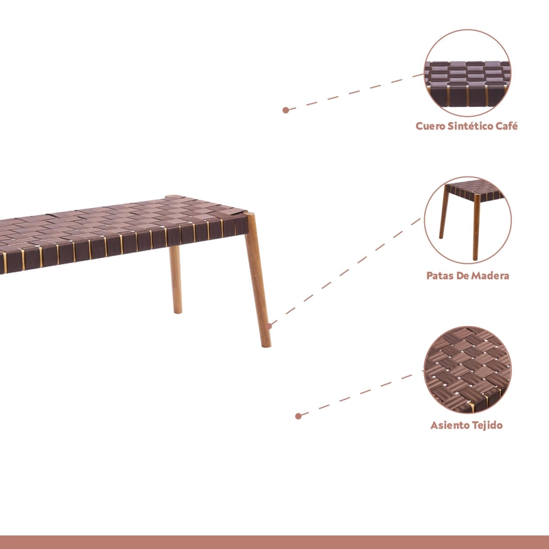 BANQUETA AUSTRAL 120CM - CINTA TEJIDA DE NAILON CAFE - 5
