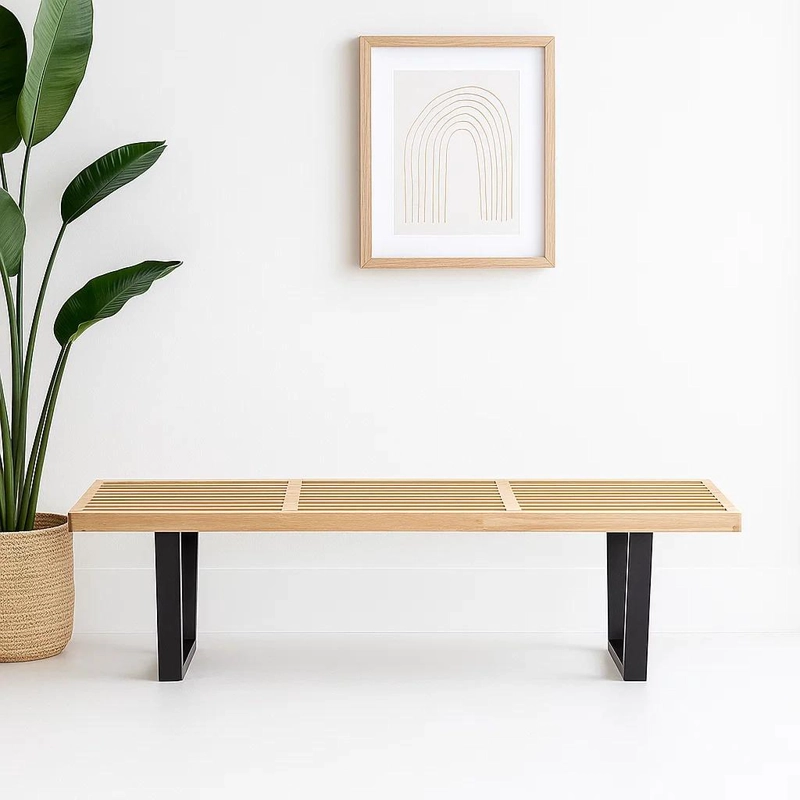 BANQUETA KLIK MUEBLES BOHEMIAN 3 CUERPOS MADERA CAFE Y METAL GEORGE NELSON 160CM - 2