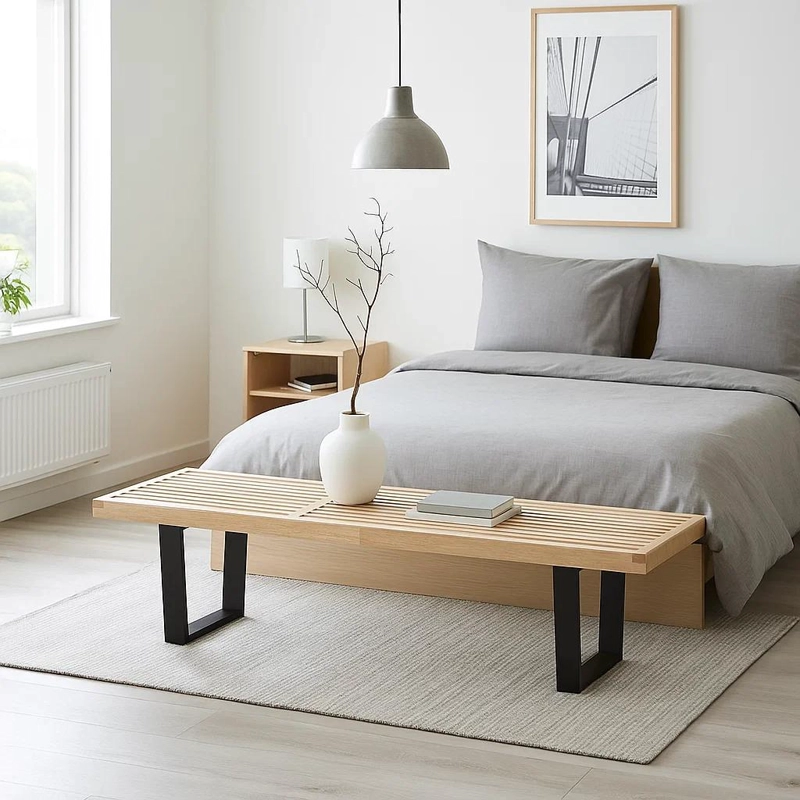BANQUETA KLIK MUEBLES BOHEMIAN 3 CUERPOS MADERA CAFE Y METAL GEORGE NELSON 160CM - 3