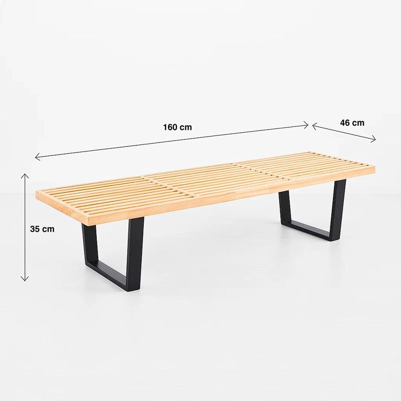 BANQUETA KLIK MUEBLES BOHEMIAN 3 CUERPOS MADERA CAFE Y METAL GEORGE NELSON 160CM - 4