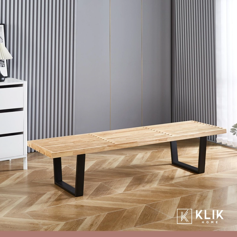 BANQUETA KLIK MUEBLES BOHEMIAN 3 CUERPOS MADERA CAFE Y METAL GEORGE NELSON 160CM - 8