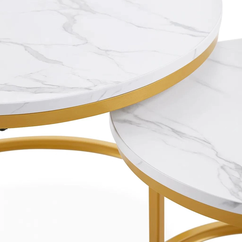 JUEGO MESAS CENTRO KLIK MUEBLES ANIDADAS DISEÑO MARMOL METAL - 6