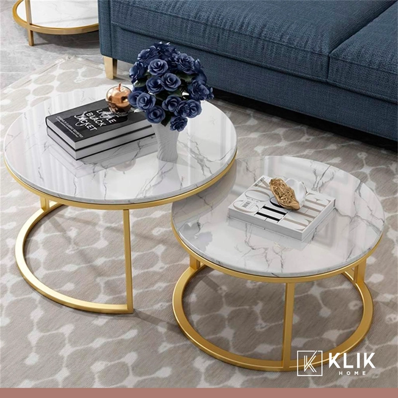 JUEGO MESAS CENTRO KLIK MUEBLES ANIDADAS DISEÑO MARMOL METAL - 8