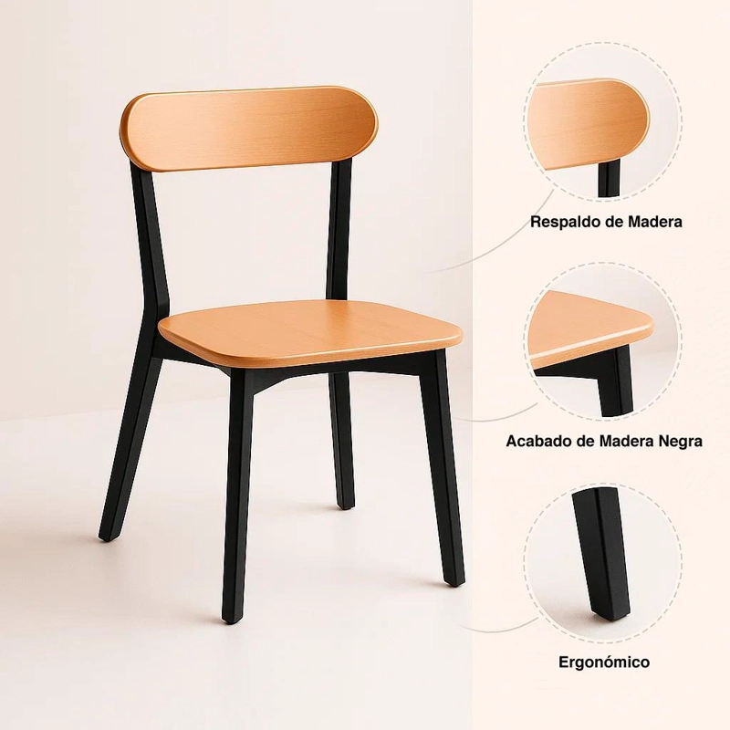 SILLA KLIK MUEBLES FRESNO MADERA NEGRO NEGRA - 5