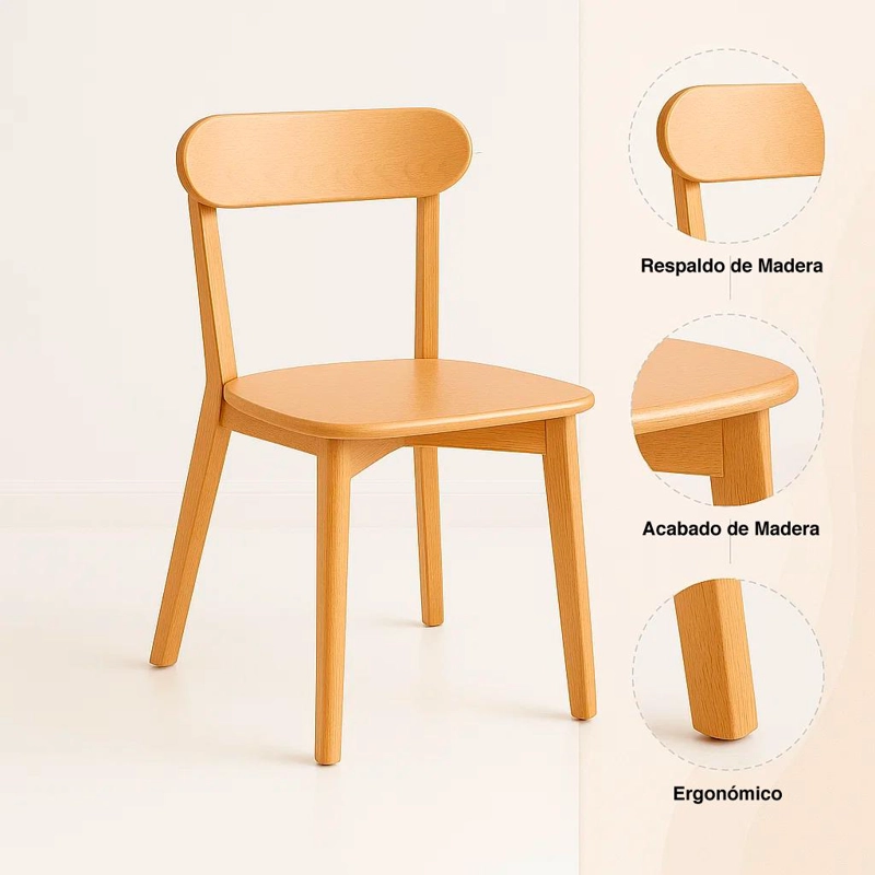 SILLA KLIK MUEBLES FRESNO MADERA CAFE NATURAL - 5
