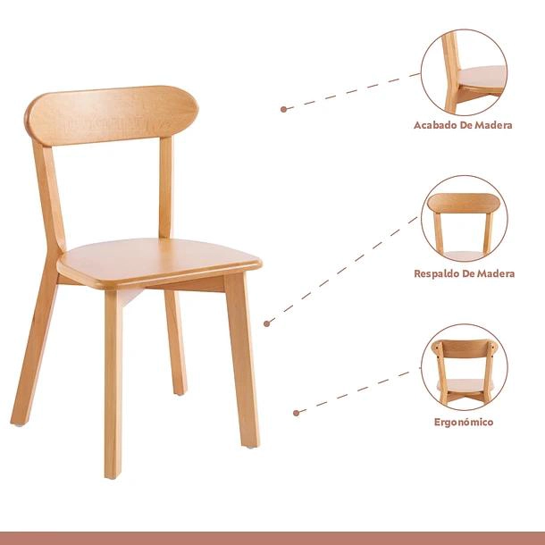 COMEDOR VIDRIO CROSS 120CM + 5 SILLAS FRESNO NATURAL - 4
