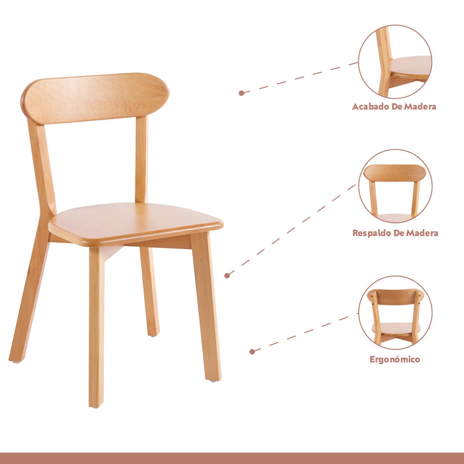 COMEDOR DE VIDRIO CROSS 140X90CM + 6 SILLAS FRESNO DE MADERA - 3