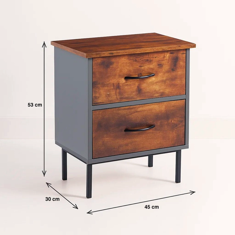 VELADOR KLIK MUEBLES RÚSTICO MADERA 2 CAJONES CAFÉ METAL - 4