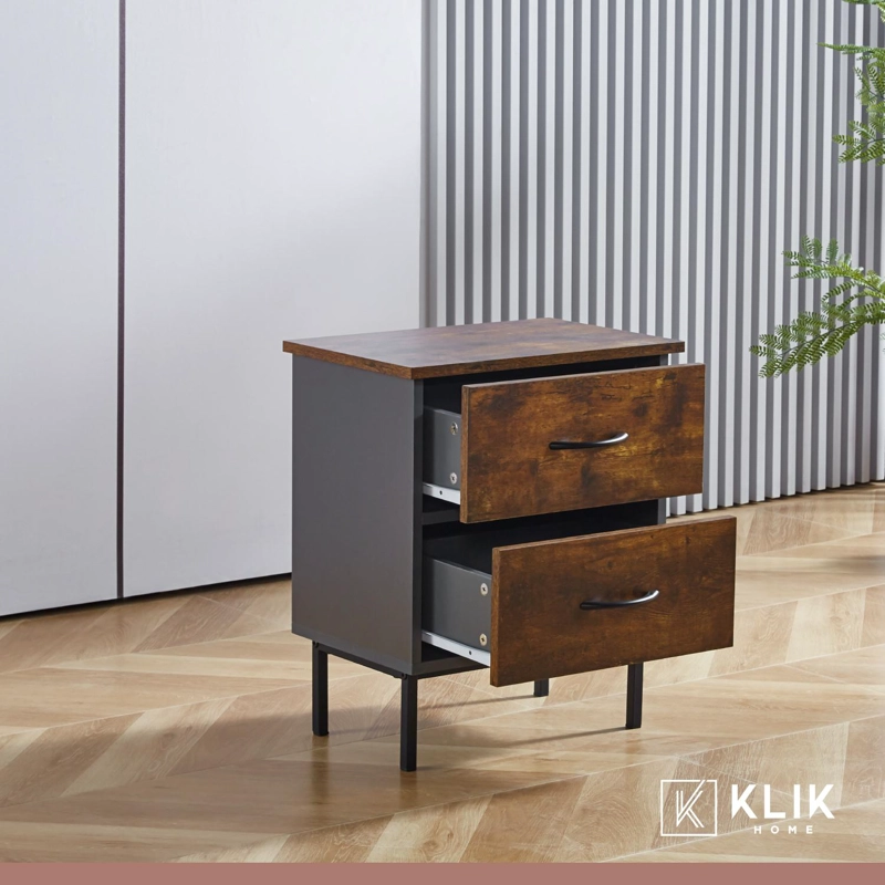 VELADOR KLIK MUEBLES RÚSTICO MADERA 2 CAJONES CAFÉ METAL - 8