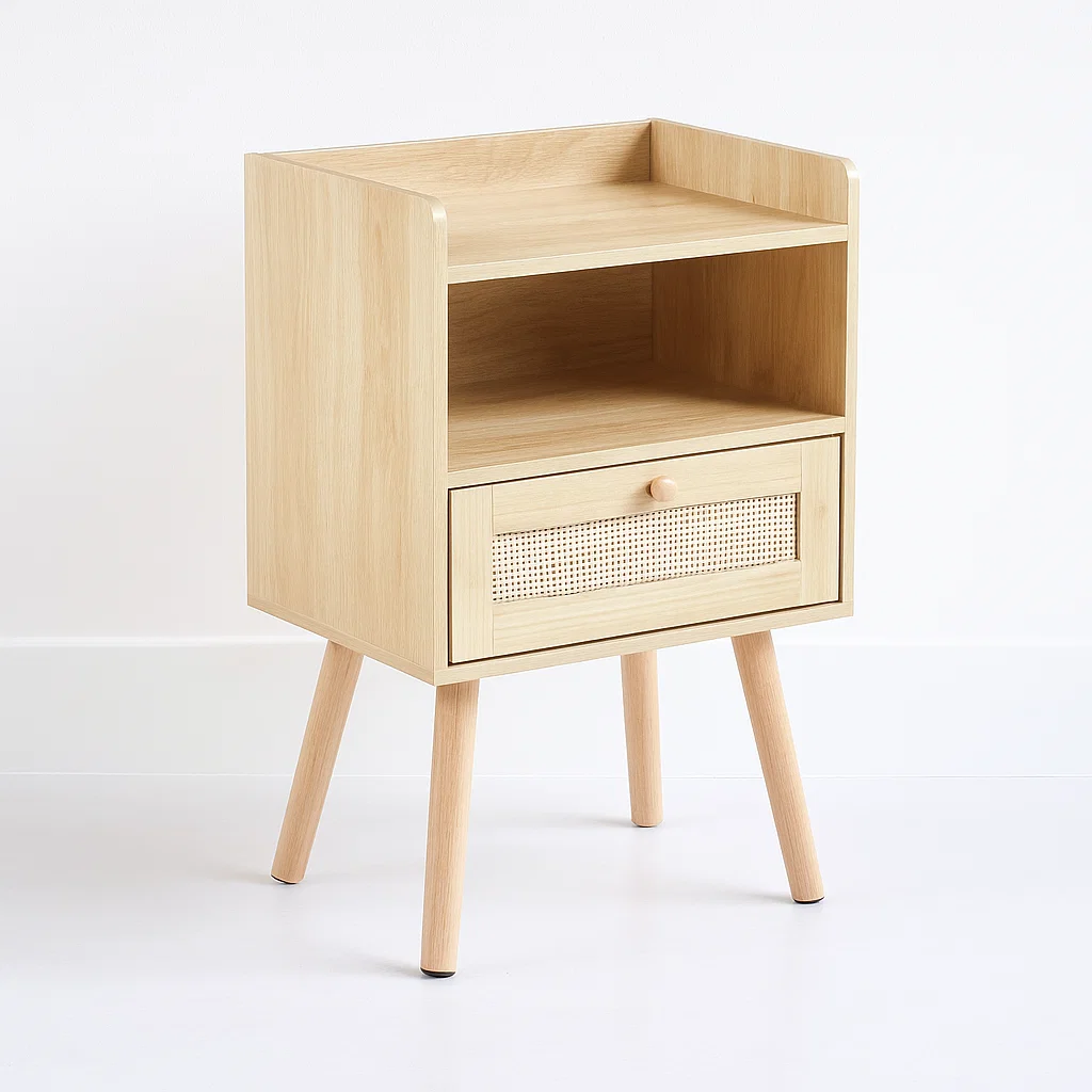 VELADOR KLIK MUEBLES MESH RATTAN MADERA CAFÉ CON CAJON Y ESPACIO - 1