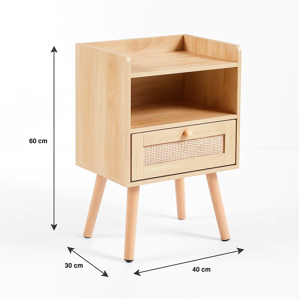 VELADOR KLIK MUEBLES MESH RATTAN MADERA CAFÉ CON CAJON Y ESPACIO - 4