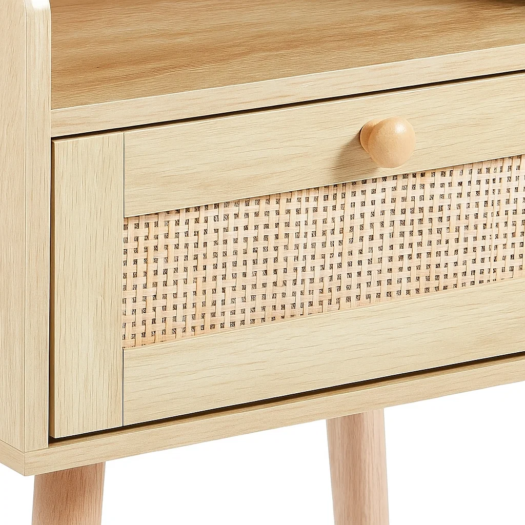 VELADOR KLIK MUEBLES MESH RATTAN MADERA CAFÉ CON CAJON Y ESPACIO - 6