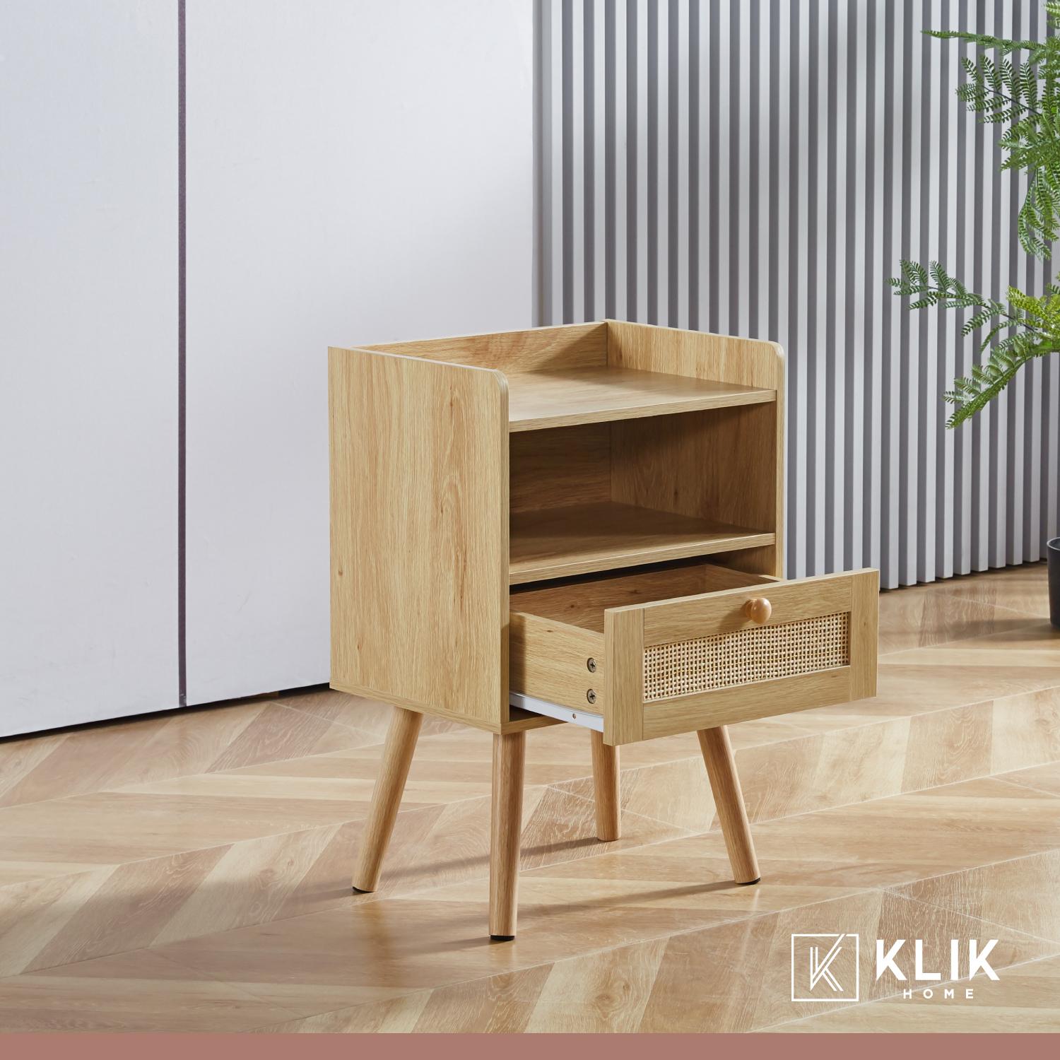 VELADOR KLIK MUEBLES MESH RATTAN MADERA CAFÉ CON CAJON Y ESPACIO - 8