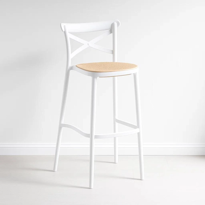 TABURETE KLIK MUEBLES CROSSBACK BLANCO DANUBIO PISO DE BAR O TERRAZA EXTERIOR - 1