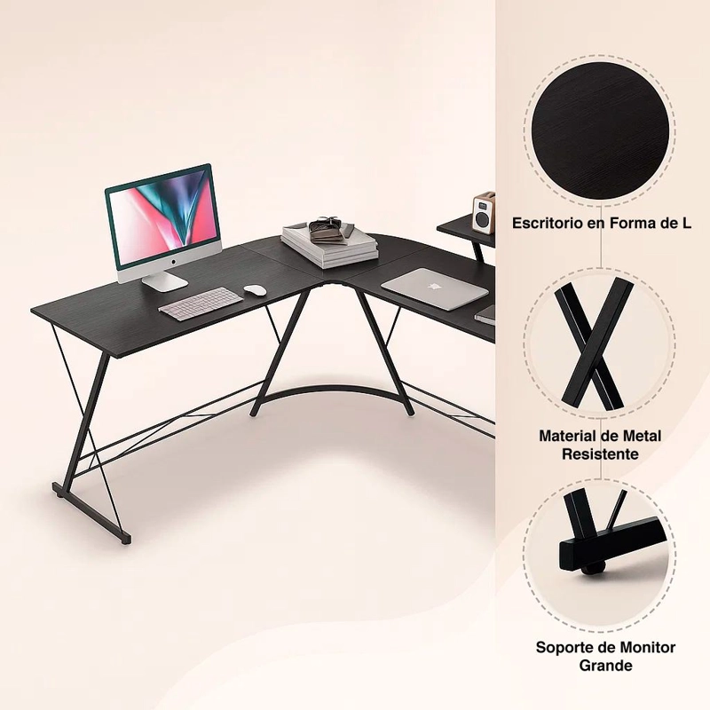 ESCRITORIO KLIK MUEBLES ESQUINERO GAMER NIGHT BLACK - 5