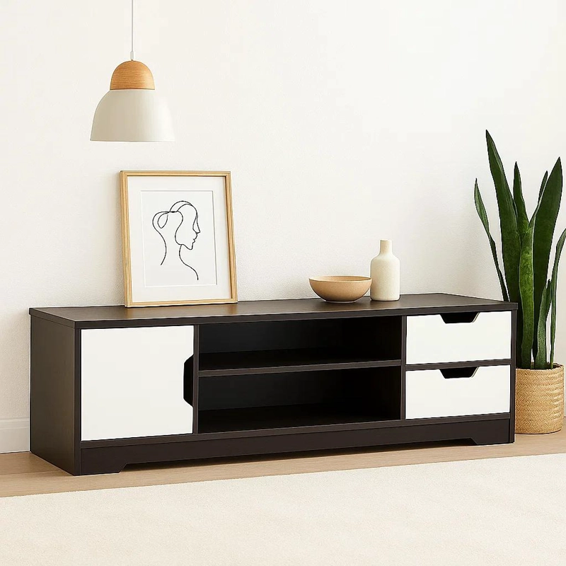 RACK TV KLIK MUEBLES NIGHT BLACK MDF NEGRO O BUFFET CON CAJONES - 2