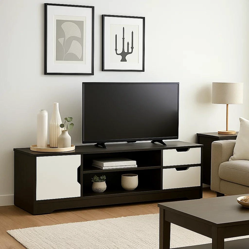 RACK TV KLIK MUEBLES NIGHT BLACK MDF NEGRO O BUFFET CON CAJONES - 3